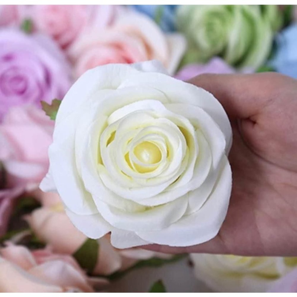 30 Count | Ivory Silk Rose 4 Inch Heads and Stems Wedding Bouquet Centerpiece